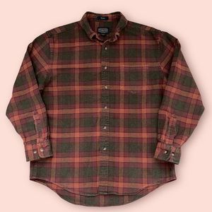 Pendleton Men's Mason Flannel Button Up Shirt Red Plaid 100% Cotton Large